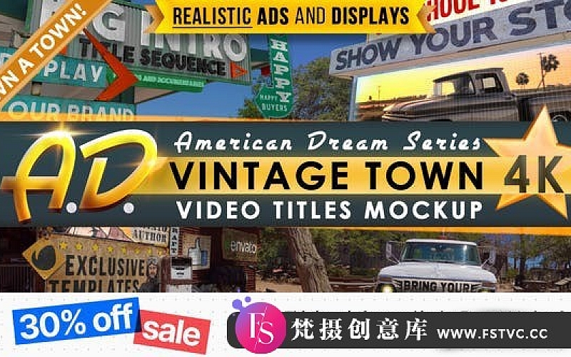 [宣传推广]乡村城市广告牌展示动画AE模板- Vintage Town Titles Intro