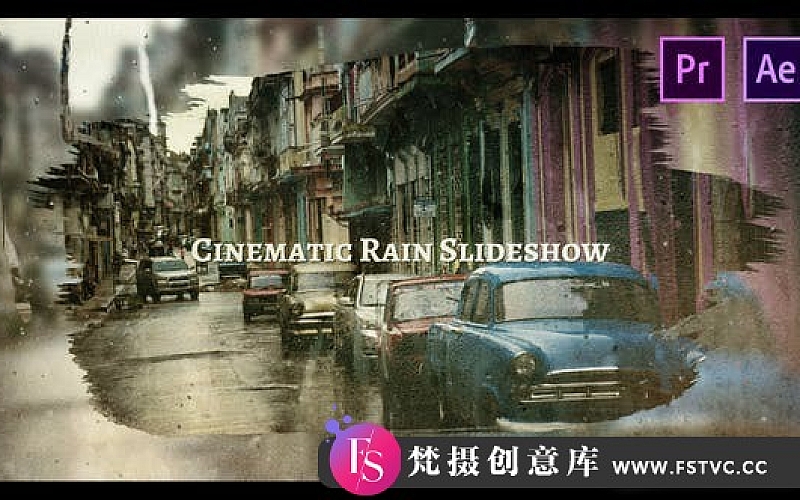 [Premiere预设]PR预设+AE模板-雨滴雾玻璃遮罩相册开场 Cinematic Rain Slideshow