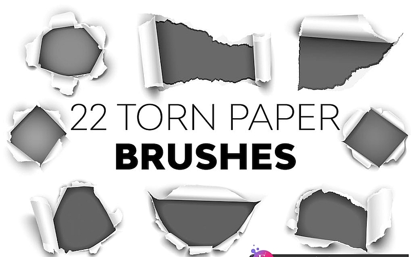22组高清晰撕纸效果PS笔刷 Torn Paper Brushes