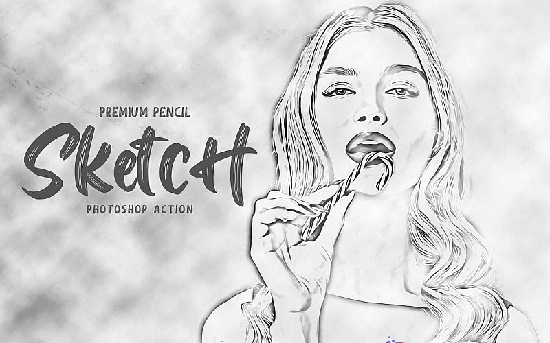 [PS动作下载]一键铅笔素描绘Photoshop动作 Pencil Sketch Photoshop Action